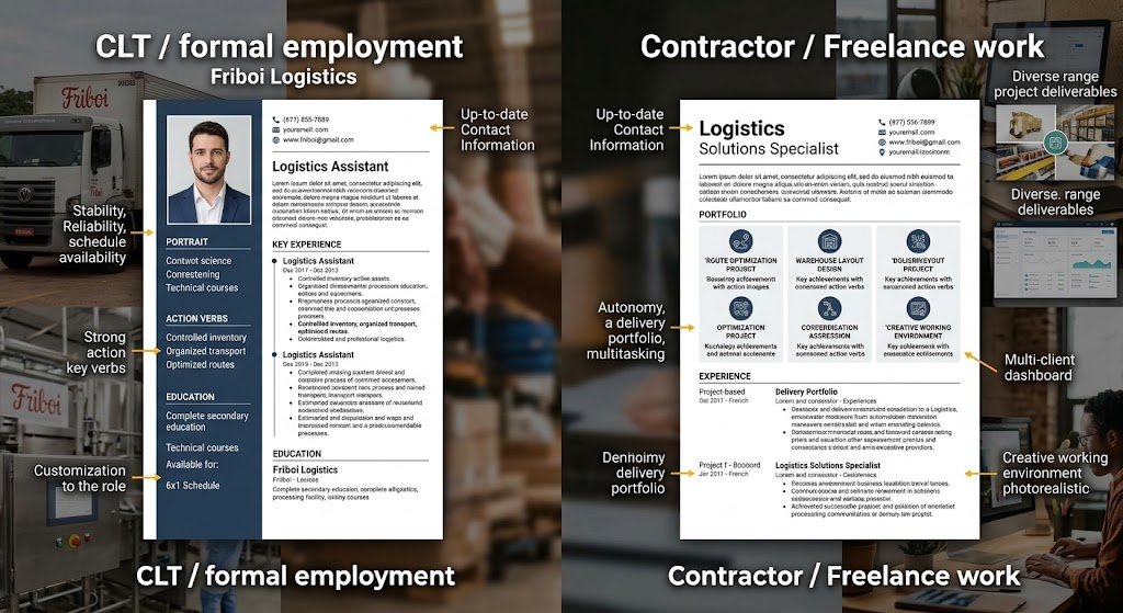 Includes direct client testimonials, performance metrics, and digital portfolios to showcase expertise outside traditional CLT roles like the Vaga Assistente de Logística Friboi Belford Roxo.