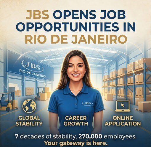 JBS jobs in Rio de Janeiro opportunities with a professional woman in a JBS polo smiling.