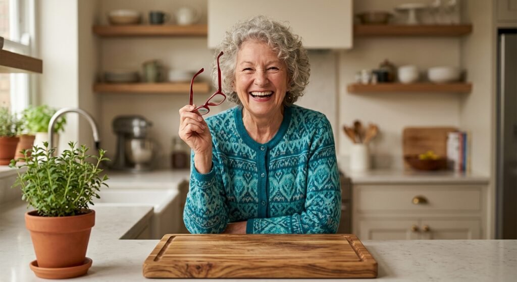 Funny old age quotes about senior moments — woman searching for glasses she's wearing
