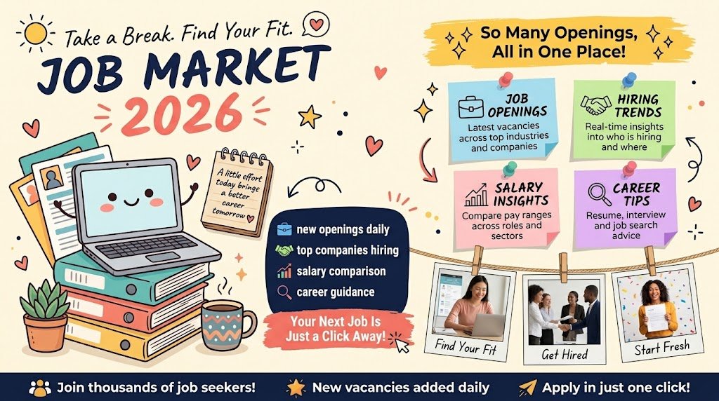 US labor market 2026 - a Find Your Fit banner with job seeker photos showing finding a fit, getting hired, and starting fresh