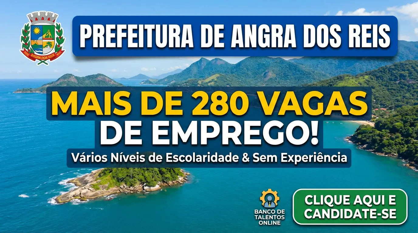 Prefeitura de Angra dos Reis abre mais de 280 ofertas de emprego para vários níveis de escolaridade