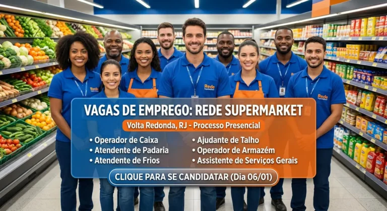 Rede Supermarket abre vagas de emprego em Volta Redonda (RJ) oportunidades presenciais no setor de supermercados