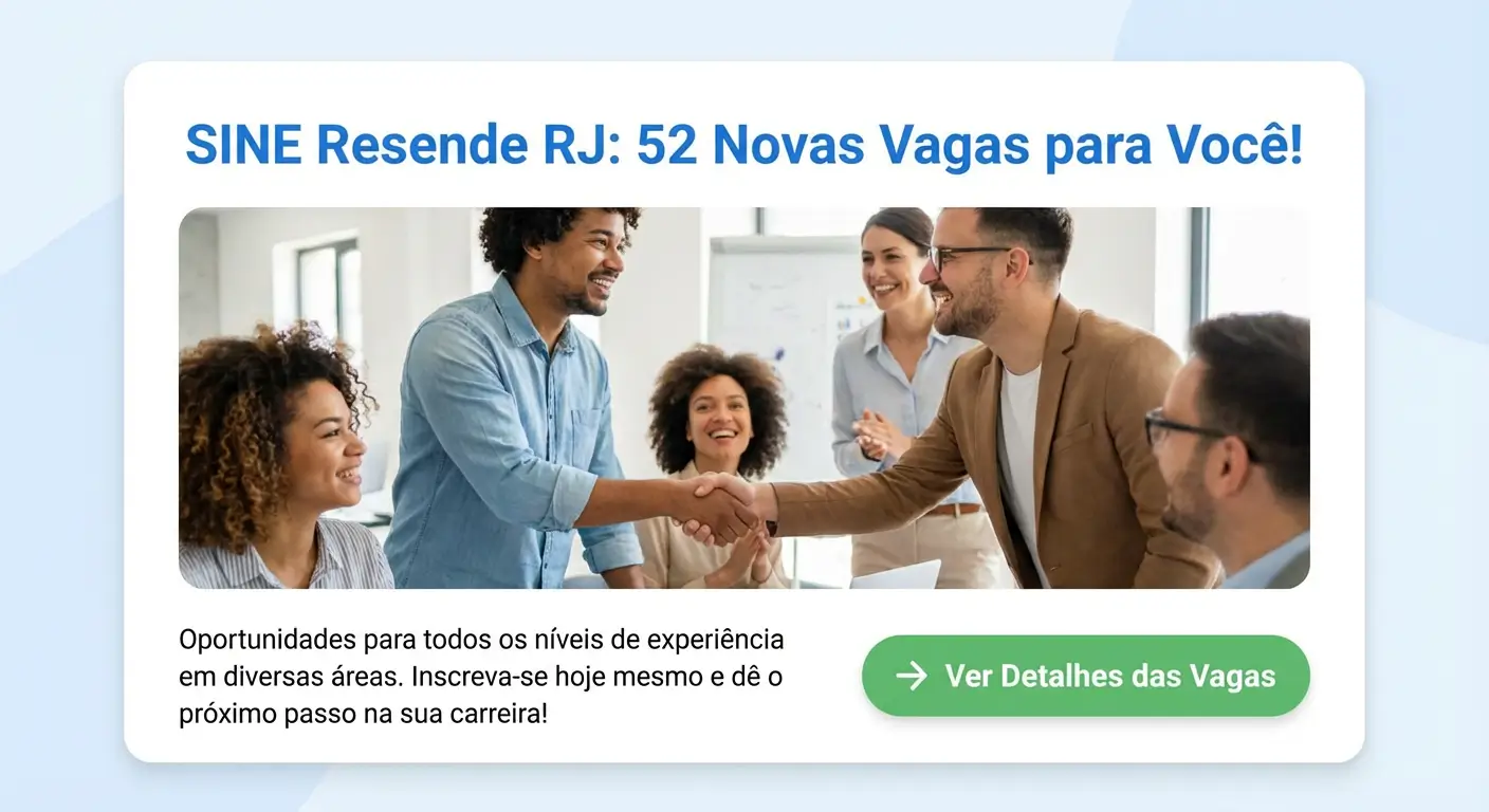 SINE Resende RJ abre 52 vagas de emprego nesta semana
