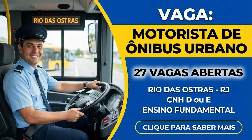 Vaga para Motorista de Ônibus Urbano oportunidade com 27 vagas abertas