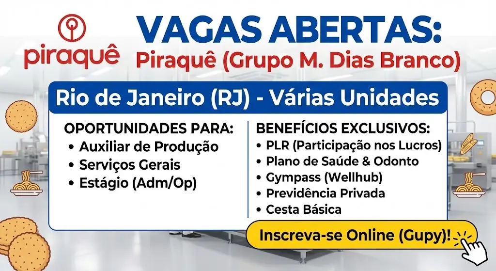 Oportunidades de Emprego na Piraquê no Rio de Janeiro