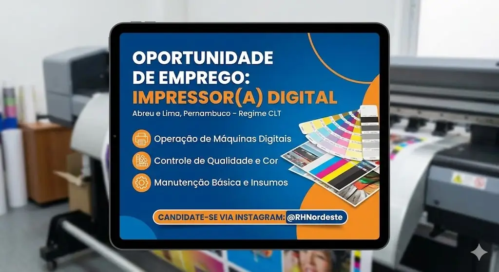 Seja Impressor(a) Digital e Faça Parte de uma Equipe de Gráfica em Abreu e Lima