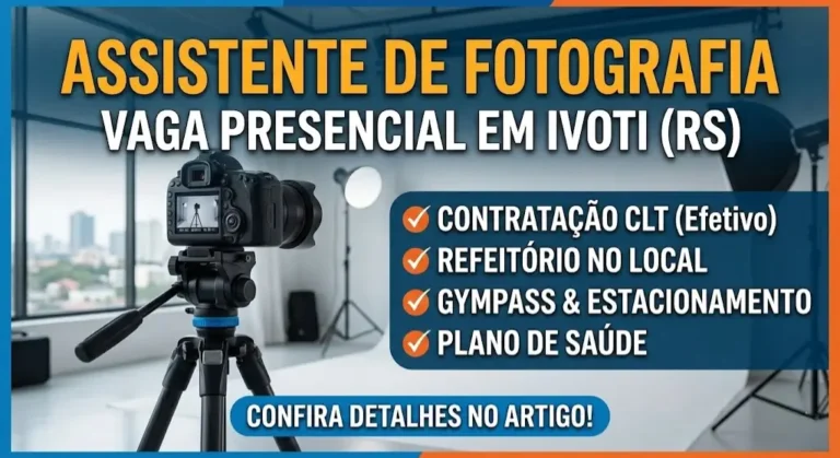 Assistente de Fotografia Vaga Presencial em Ivoti (RS) com Contratação CLT