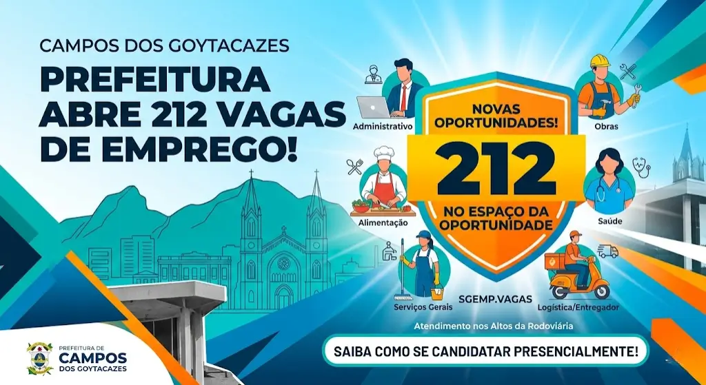 Campos dos Goytacazes Prefeitura abre 212 vagas no Espaço da Oportunidade