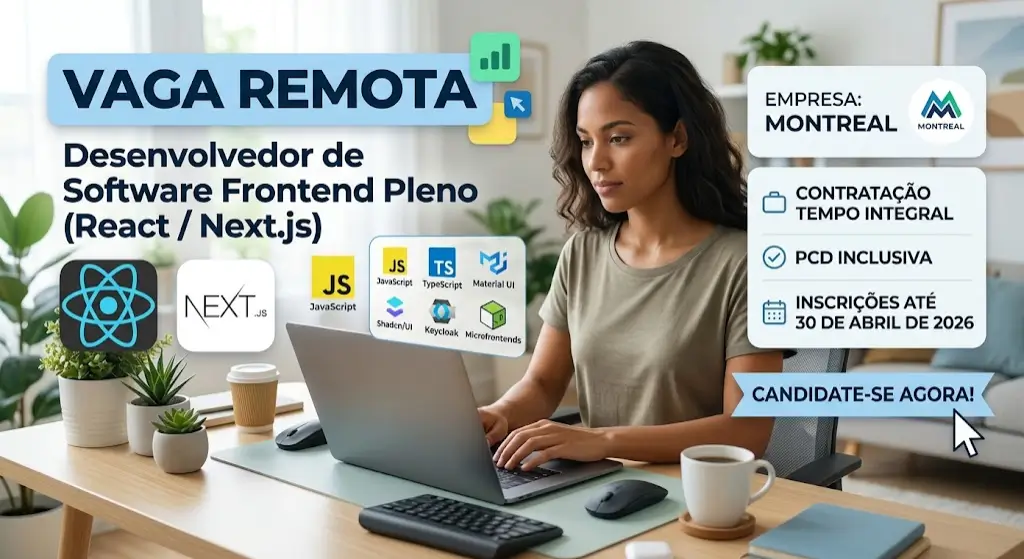 Desenvolvedor de Software Frontend Pleno (React Next.js) vaga remota na Montreal