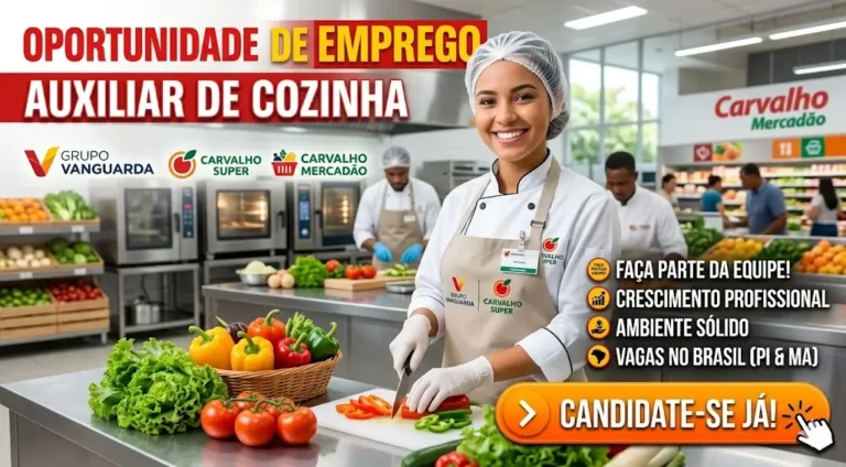 Oportunidade de Emprego Auxiliar de Cozinha no Grupo Vanguarda