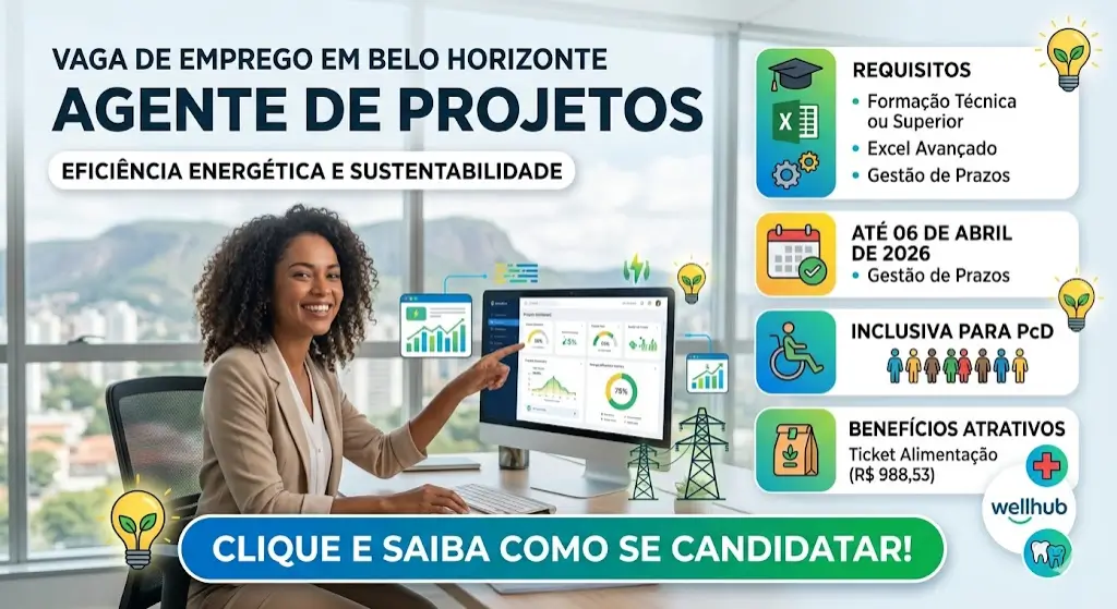 Vaga para Agente de Projetos em Belo Horizonte requisitos, atividades e como se candidatar