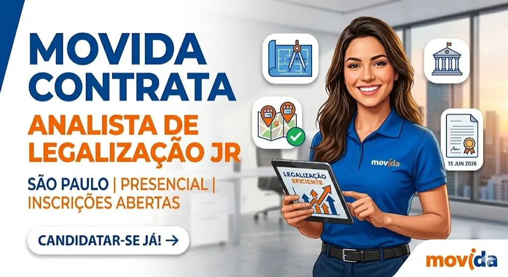 A Movida está contratando Analista de Legalização Jr — e essa vaga diz muito sobre como o varejo de grande escala funciona por dentro