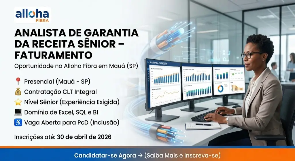 Analista de Garantia da Receita Sênior – Faturamento vaga aberta na Alloha Fibra em Mauá (SP)