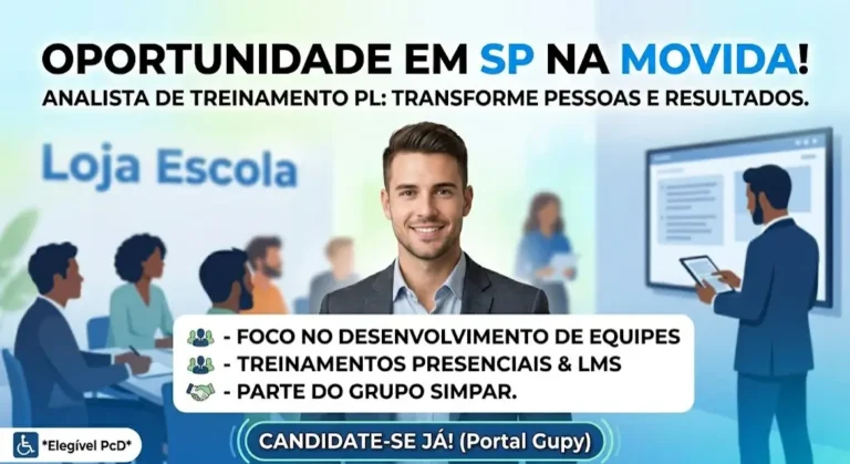 Analista de Treinamento Operacional PL na Movida Oportunidade em São Paulo para Quem Quer Transformar Pessoas e Resultados