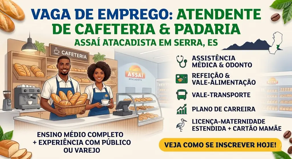 Assaí Atacadista abre vaga para Atendente de Cafeteria e Padaria (CÓPIA) em Serra (ES) — veja tudo o que você precisa saber