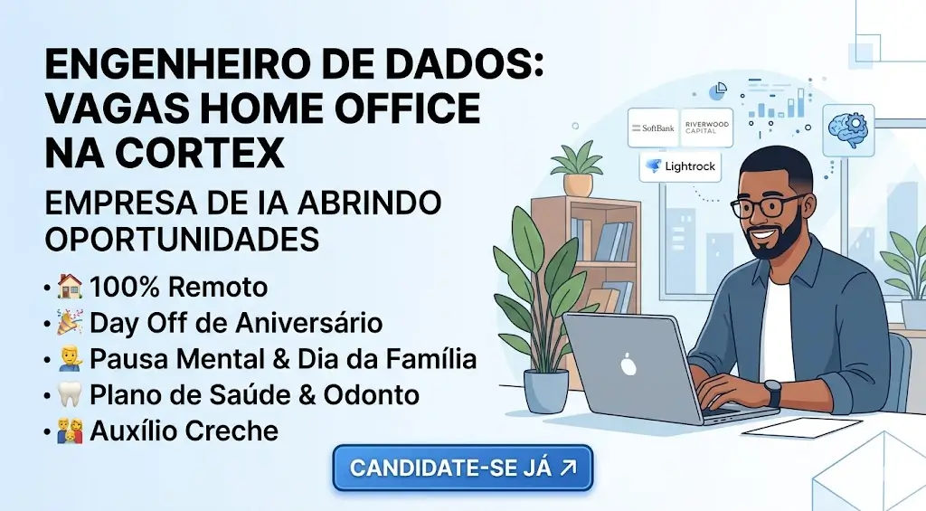 Cortex abre vagas para Engenheiro de Dados em Home Office — e os benefícios chamam atenção