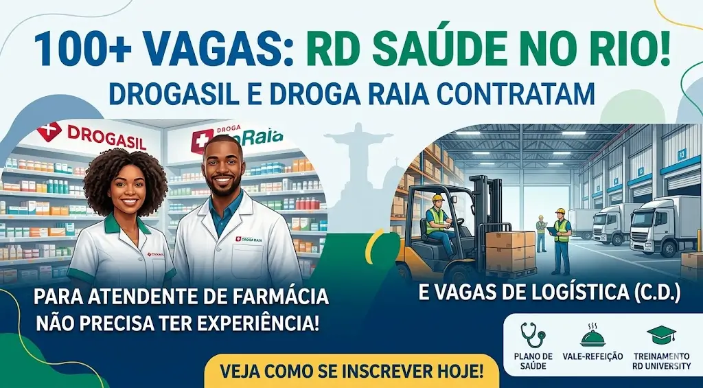 Mais de 100 vagas abertas na RD Saúde no Rio de Janeiro — e dá pra começar logo