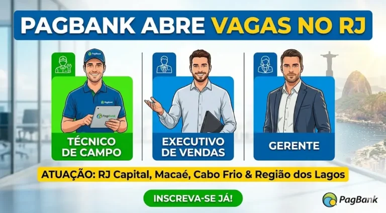 PagBank Abre Vagas de Emprego no RJ para Técnico de Campo, Executivo de Vendas e Gerente