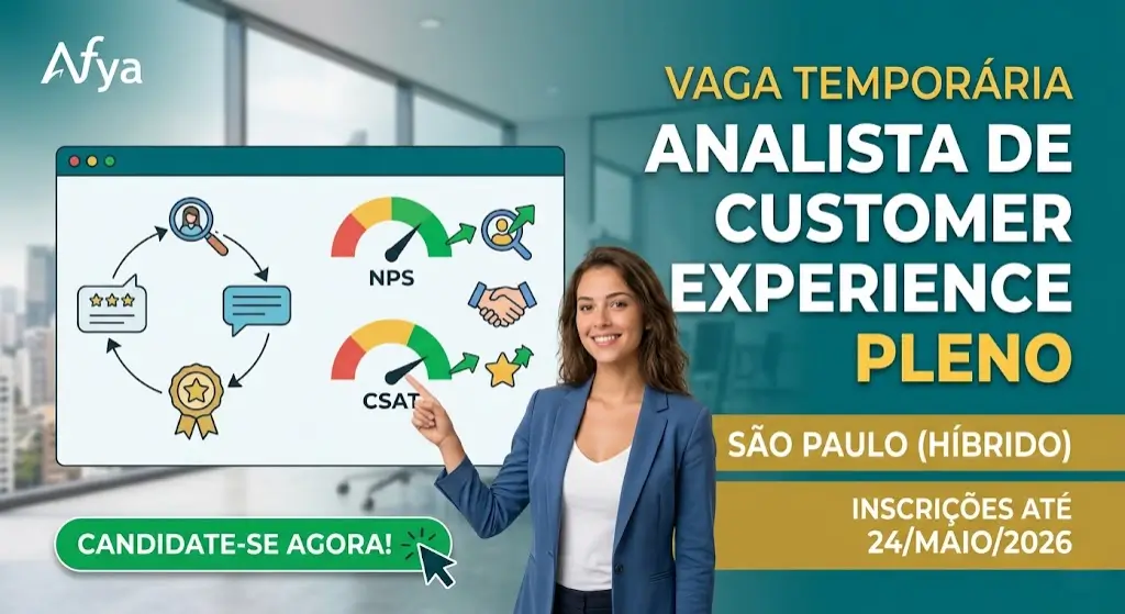Vaga Temporária para Analista de Customer Experience Pleno em São Paulo