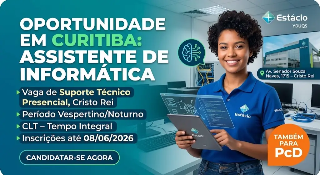 Vaga de Assistente de Informática III na Estácio oportunidade para quem quer crescer na área de TI