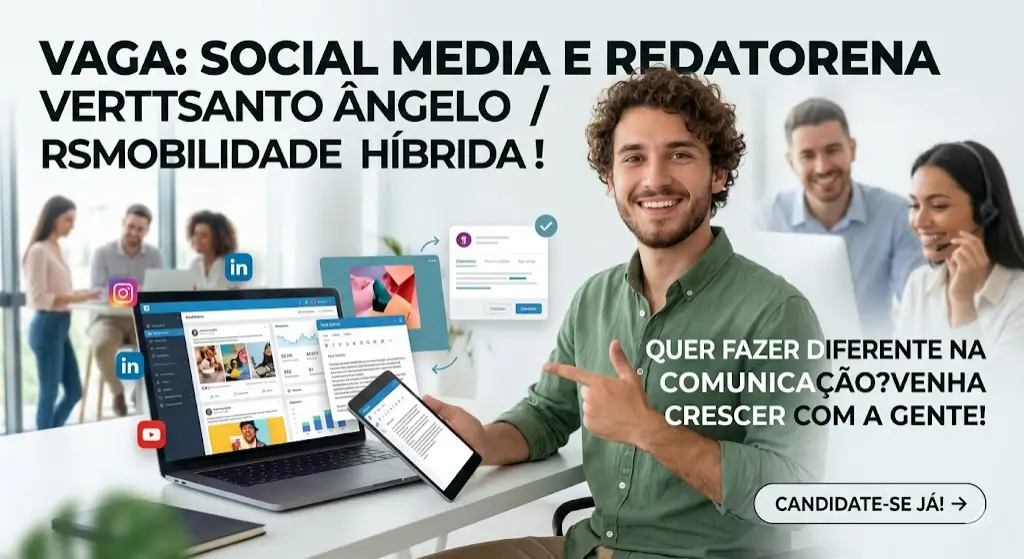 Vaga de Social Media e Redator na Vertt uma oportunidade para quem quer fazer diferente