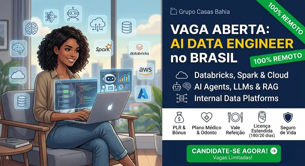 Vaga para AI Data Engineer no Brasil Trabalhe 100% Remoto no Grupo Casas Bahia