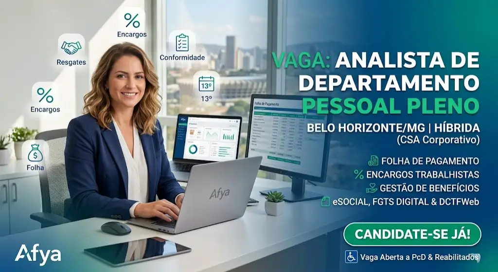 Vaga para Analista de Departamento Pessoal Pleno em Belo Horizonte