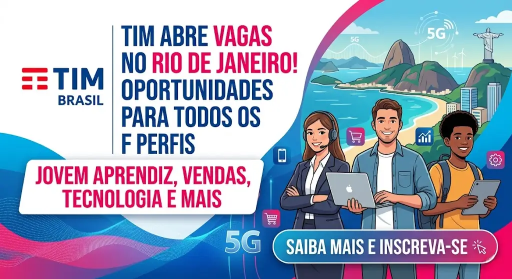 TIM Brasil Abre Vagas no Rio de Janeiro Oportunidades para Quem Está Começando e para Quem Já Tem Experiência