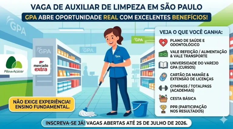 Vaga de Auxiliar de Limpeza em São Paulo Oportunidade Real com Benefícios que Valem a Pena