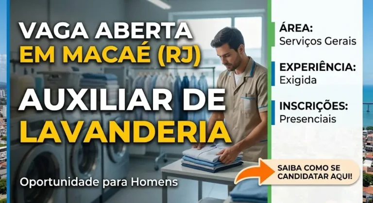 Vaga para Auxiliar de Lavanderia em Macaé (RJ) saiba como se candidatar